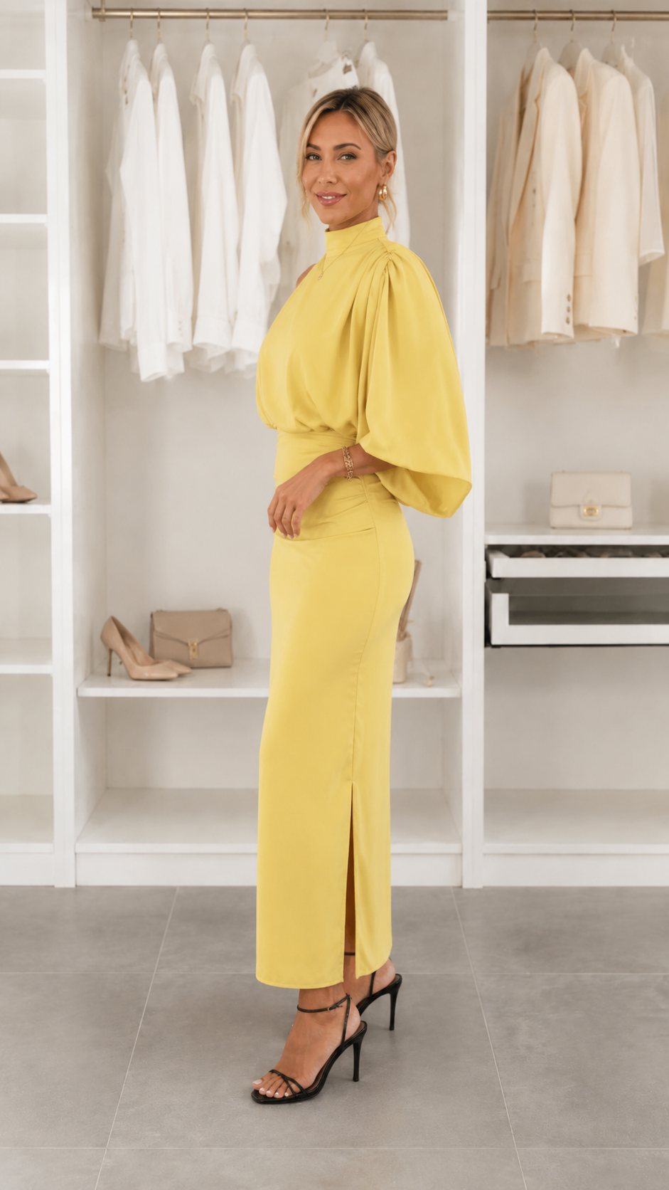 One-Shoulder Draped Maxi Dress