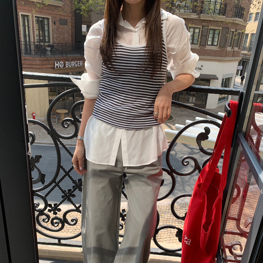Casual Commuter Classic Striped Slightly Stretchy Base-Layer Tank Top