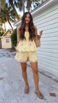 Embroidered Fish Pattern Two Piece Summer Set