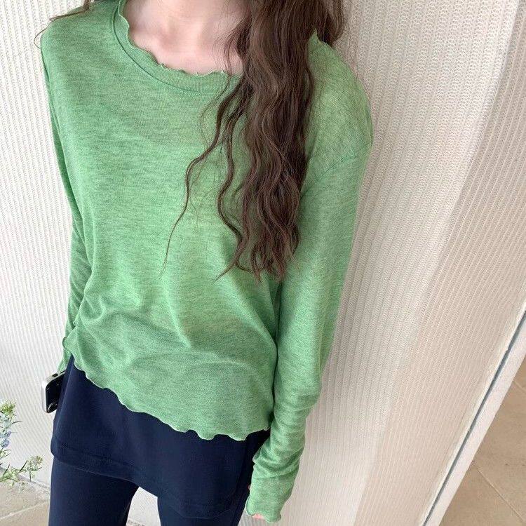 Women's Slim-fit Ruffled-neck Lightweight Top