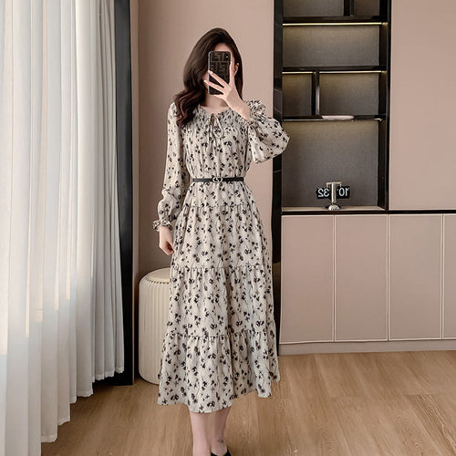 British-Style Floral Casual Dress