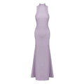 Floral Maxi Dress Round Neck Solid Color