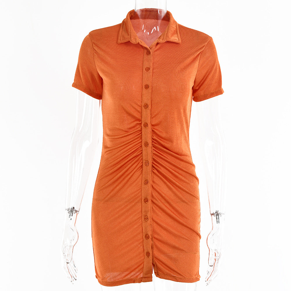 Slim-fit Short-sleeve Cardigan, Single-breasted Mid-length Top