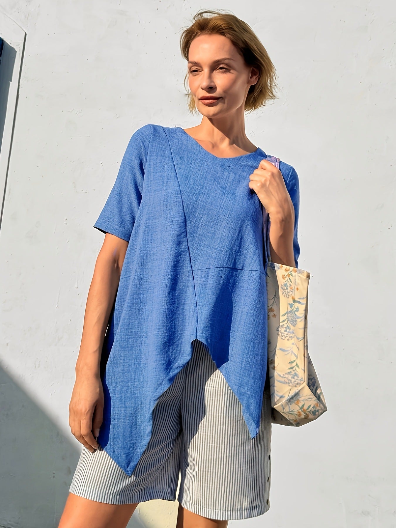Women's Casual Loose Round Neck Short Sleeve