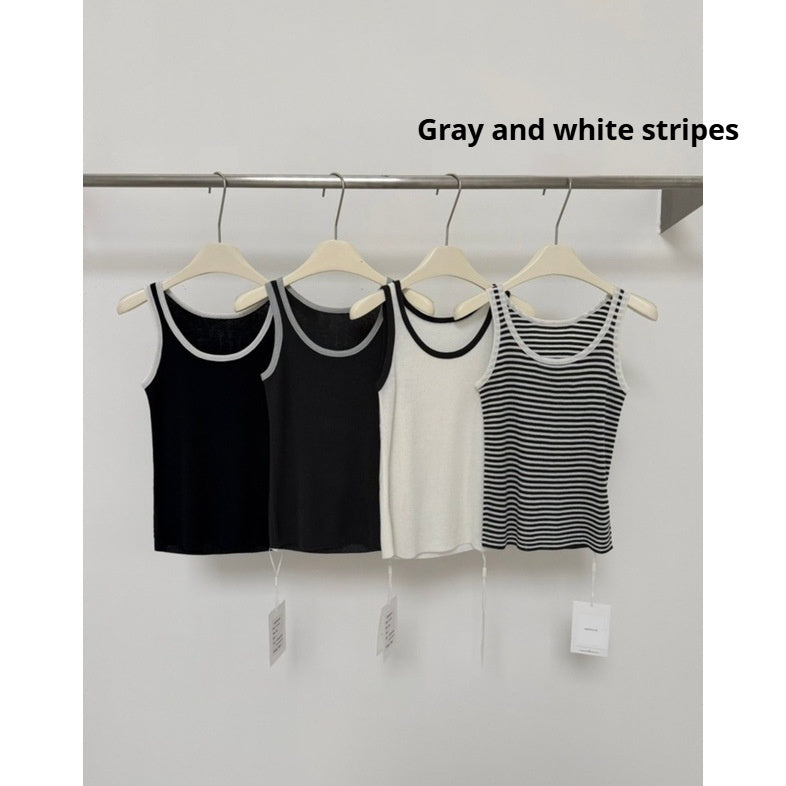 Casual Commuter Classic Striped Slightly Stretchy Base-Layer Tank Top