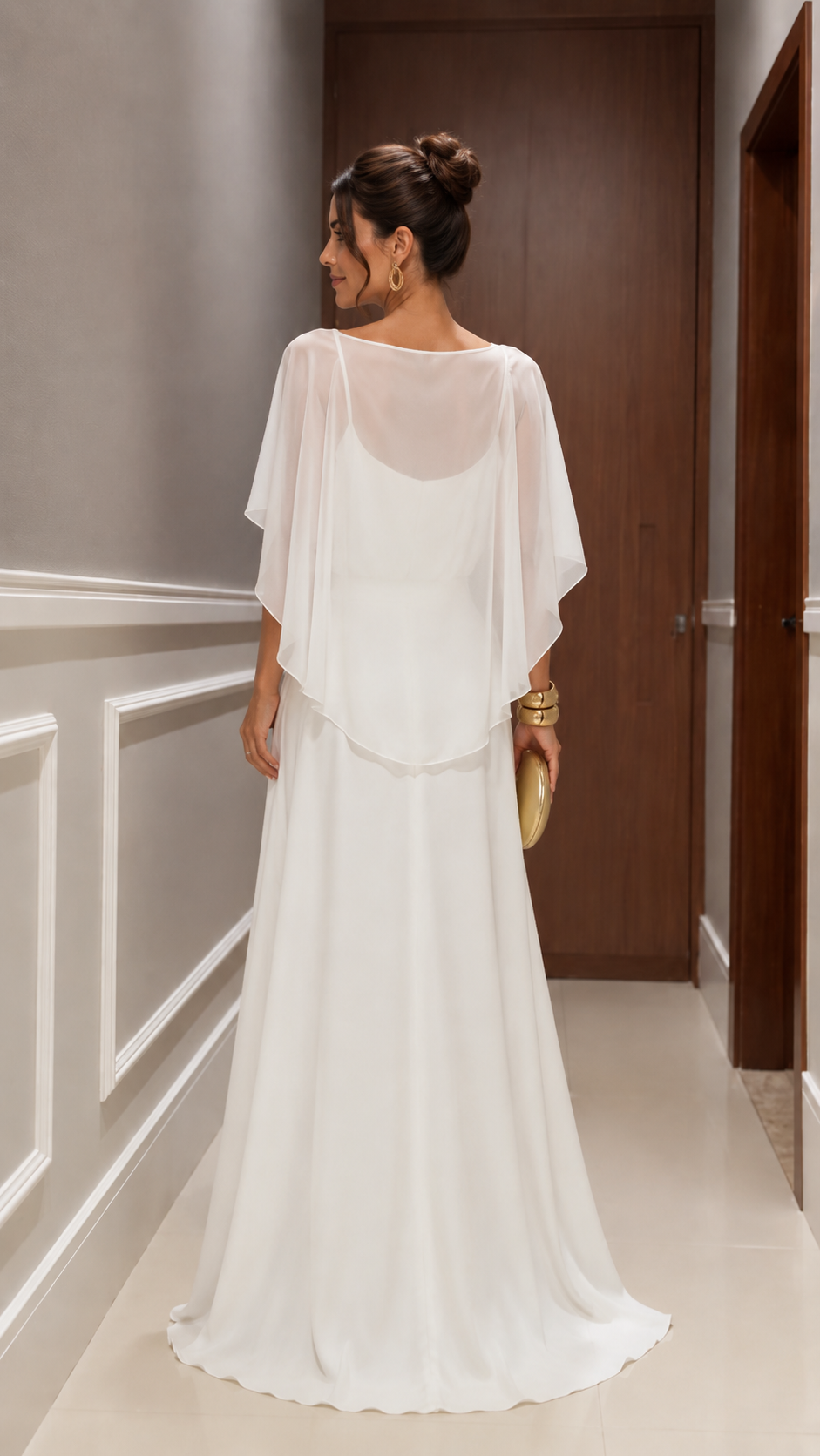 Sheer Cape Sleeve Maxi Dress