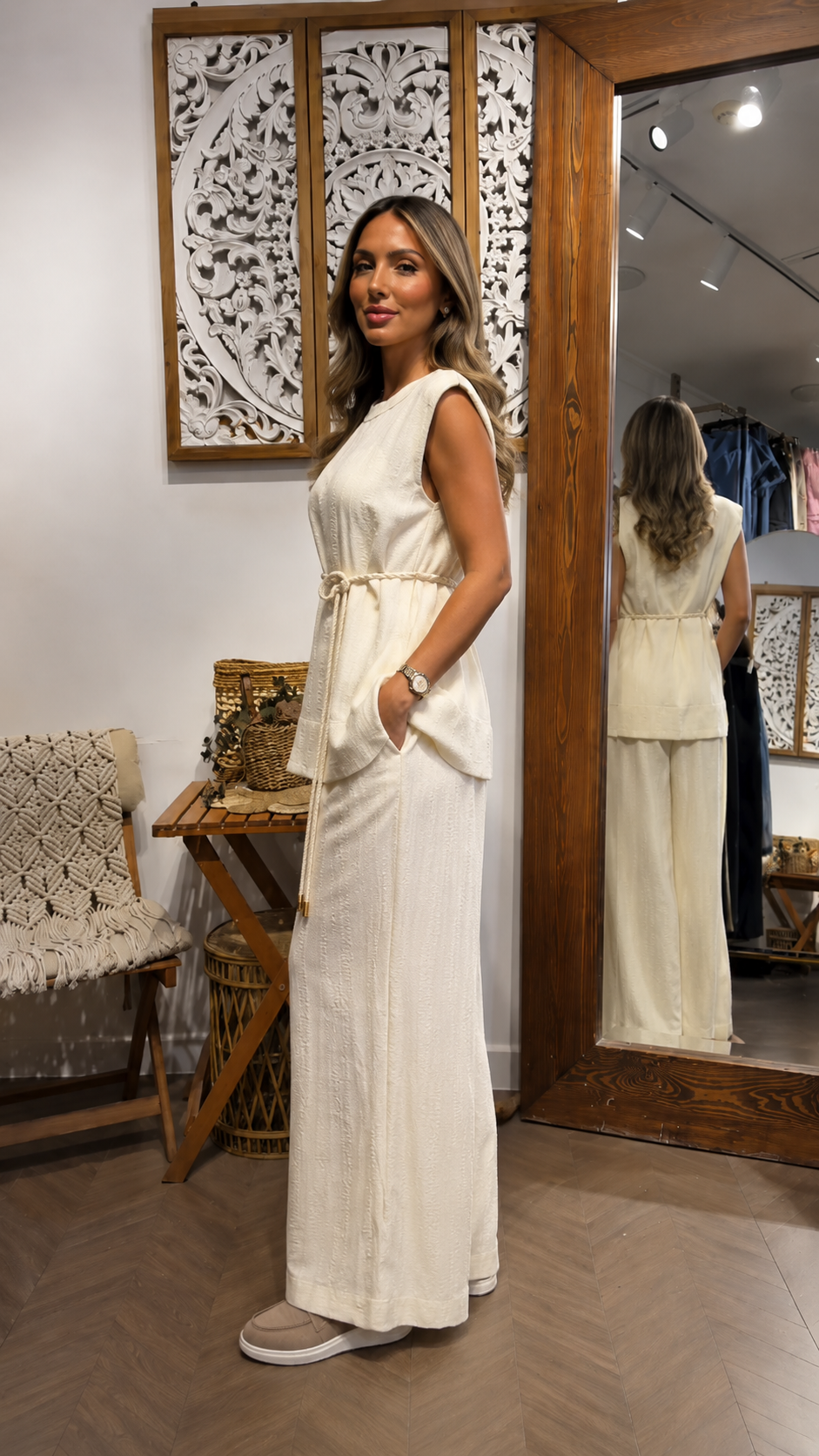 Amara Textured Sleeveless Two-Piece Set