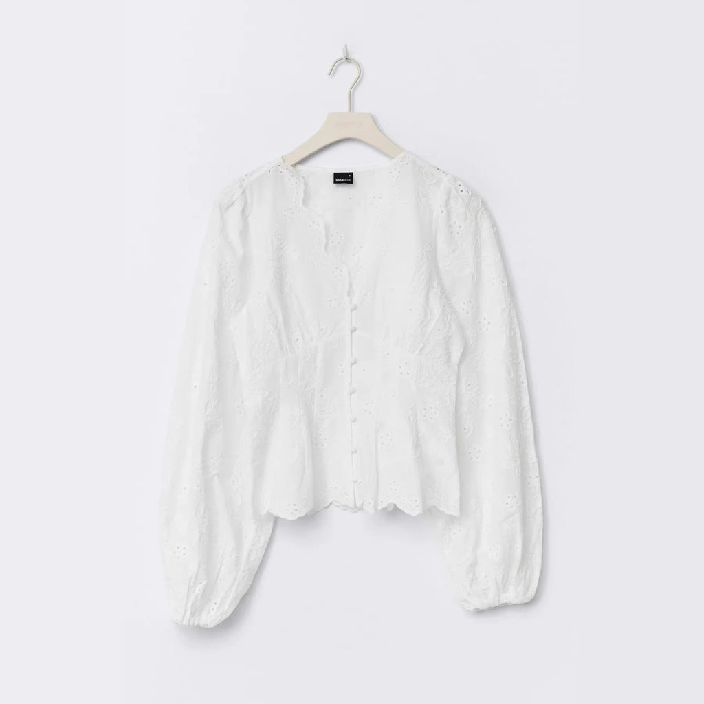 Lace-trimmed Casual Solid-color Women's Shirt