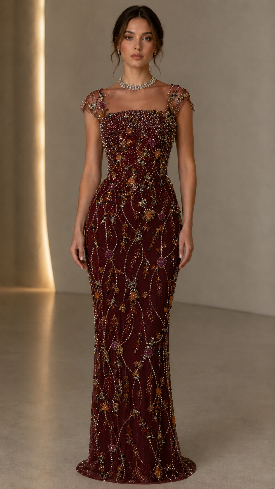 Celestia Beaded Evening Gown