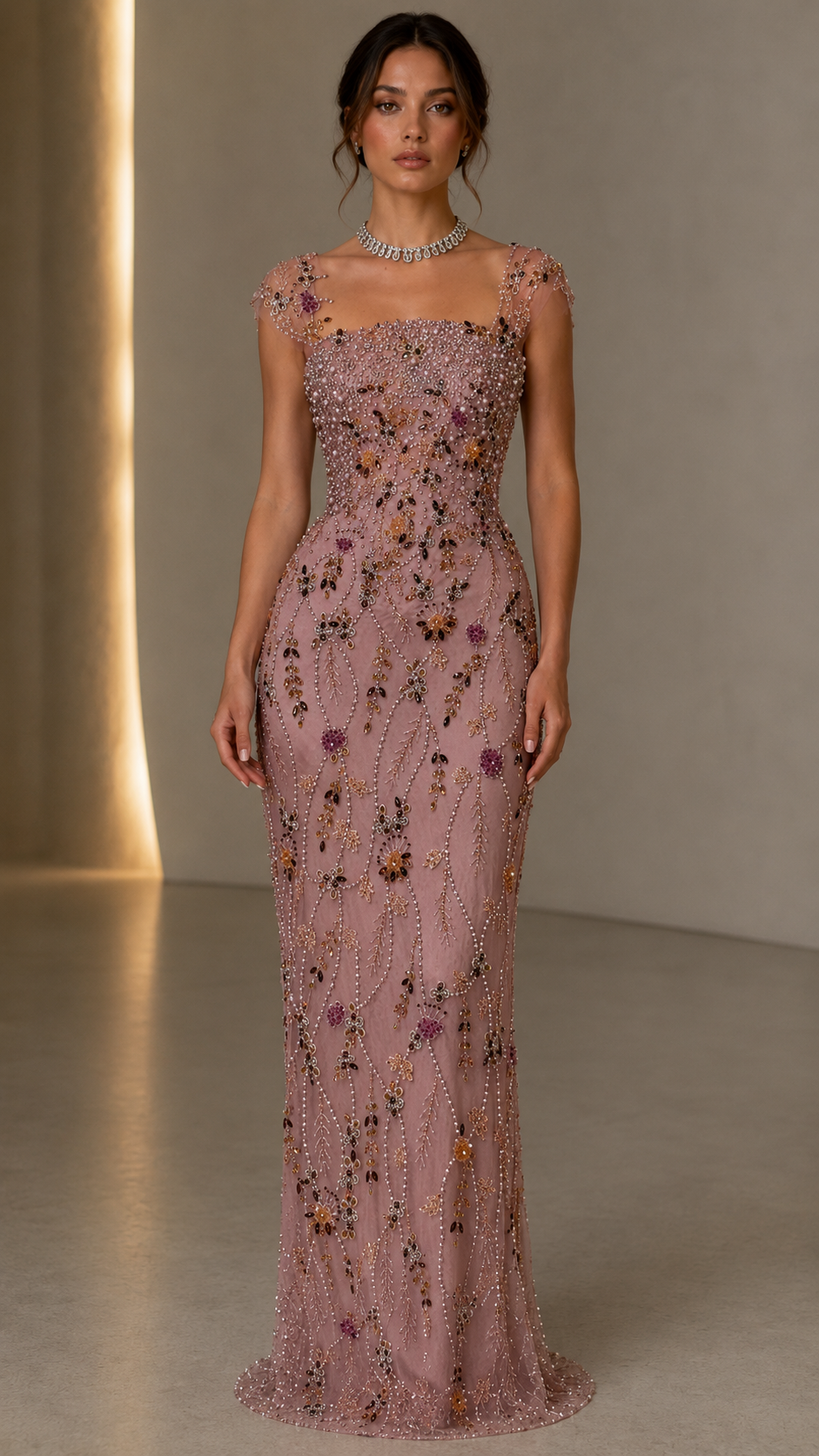 Celestia Beaded Evening Gown
