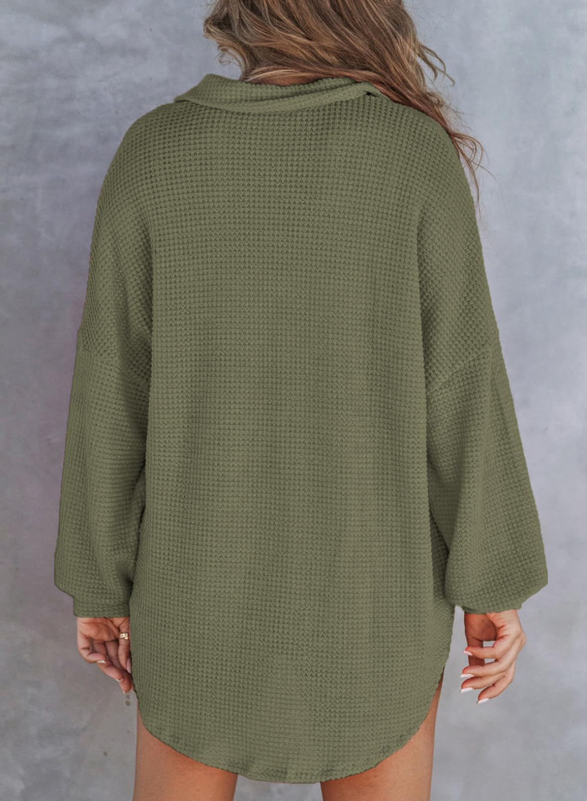 2024 New Women's Waffle Knit Henley V Neck Shirt Jacket(40% OFF Last Day!!!)