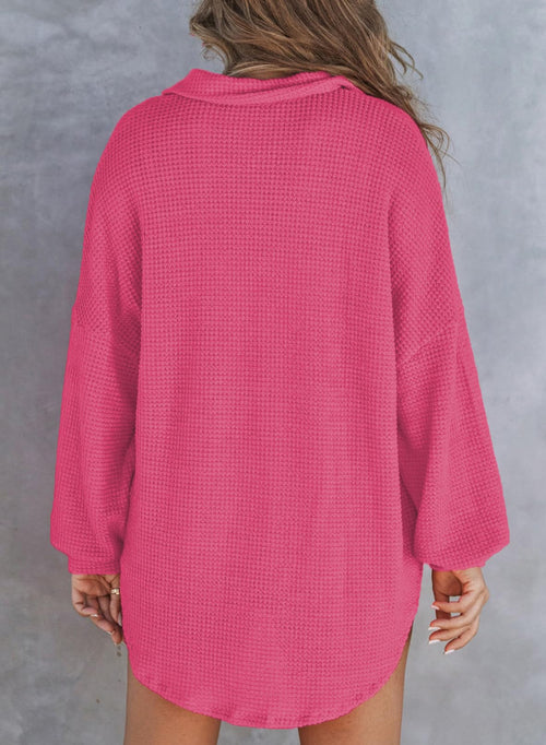 2024 New Women's Waffle Knit Henley V Neck Shirt Jacket(40% OFF Last Day!!!)