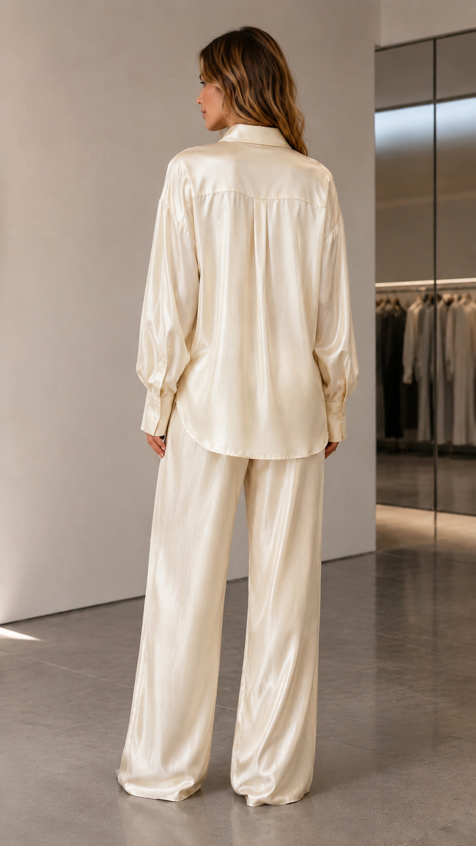 Satin Button-Up Wide Leg Set