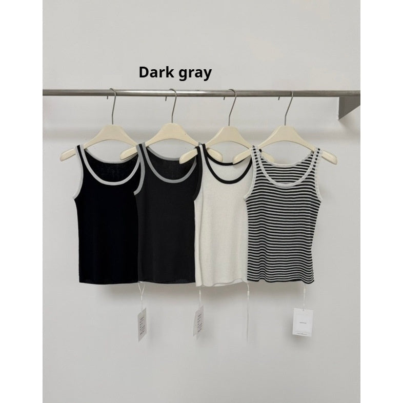 Casual Commuter Classic Striped Slightly Stretchy Base-Layer Tank Top