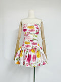 New Style Strapless Pleated Playful Short Dress For Women